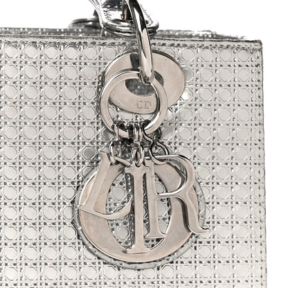 Christian Dior Metallic Patent Micro-Cannage Medium Lady Dior Silver 9 of 11
