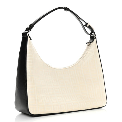 Givenchy Coated Canvas Logo 4G Embossed Small Moon Cut Out Shoulder Bag Ivory 3 of 11