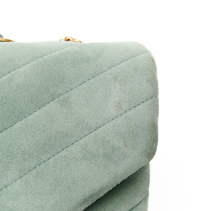 Saint Laurent Suede Y Quilted Monogram Medium Loulou Chain Satchel Vert Opaline 15 of 16