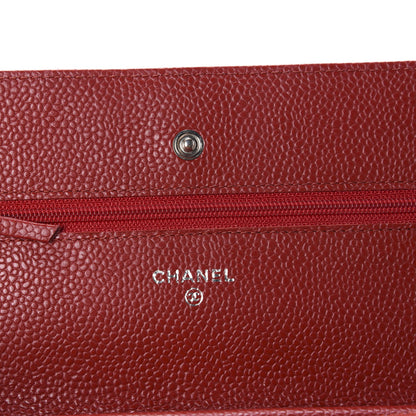 Chanel Caviar Quilted Wallet on Chain WOC Red 9 of 13