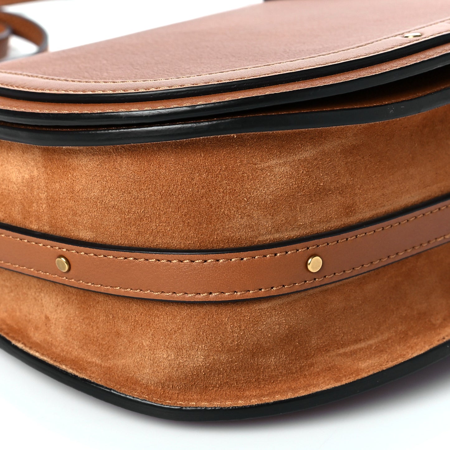 Calfskin Suede Medium Nile Bracelet Bag Caramel