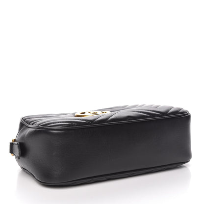Gucci Calfskin Matelasse Small GG Marmont Chain Shoulder Bag Black 4 of 12