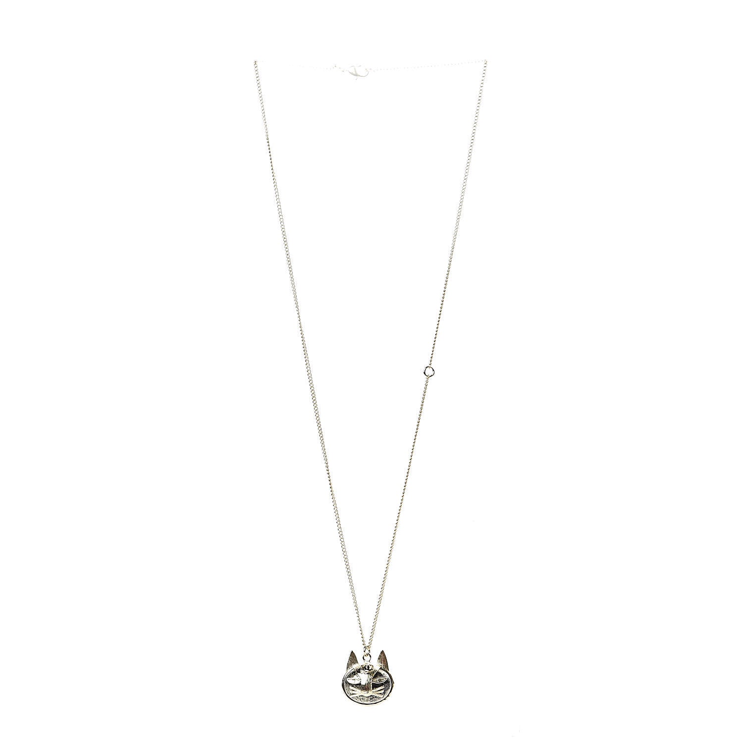 Chanel Cat Pendant Chain Necklace Gold Dark Grey 3 of 5