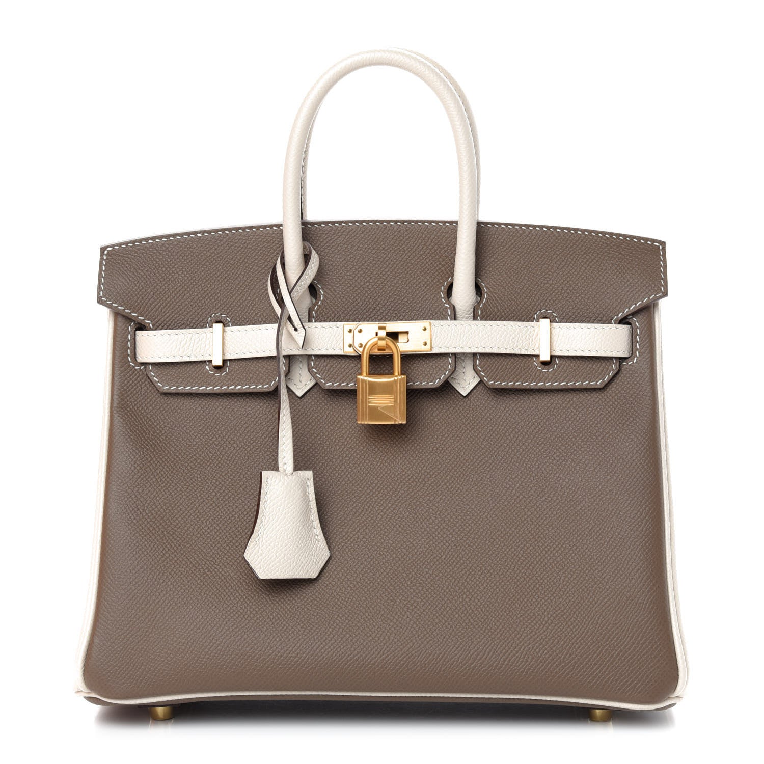 Hermes Epsom Horseshoe Birkin 25 Etoupe Craie 1 of 35