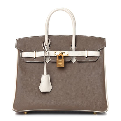 Hermes Epsom Horseshoe Birkin 25 Etoupe Craie 1 of 35