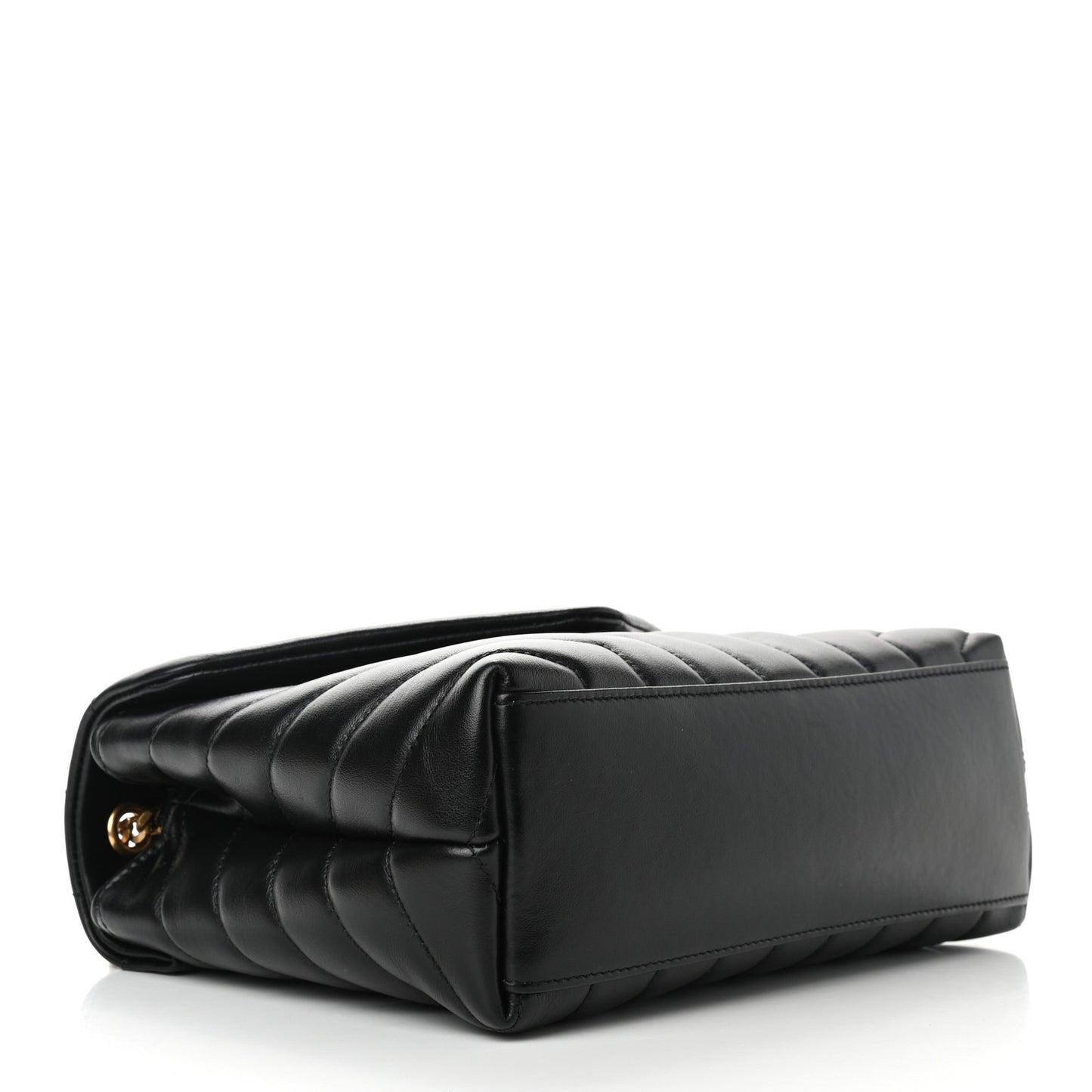 Calfskin Y Quilted Monogram Small Loulou Chain Satchel Black
