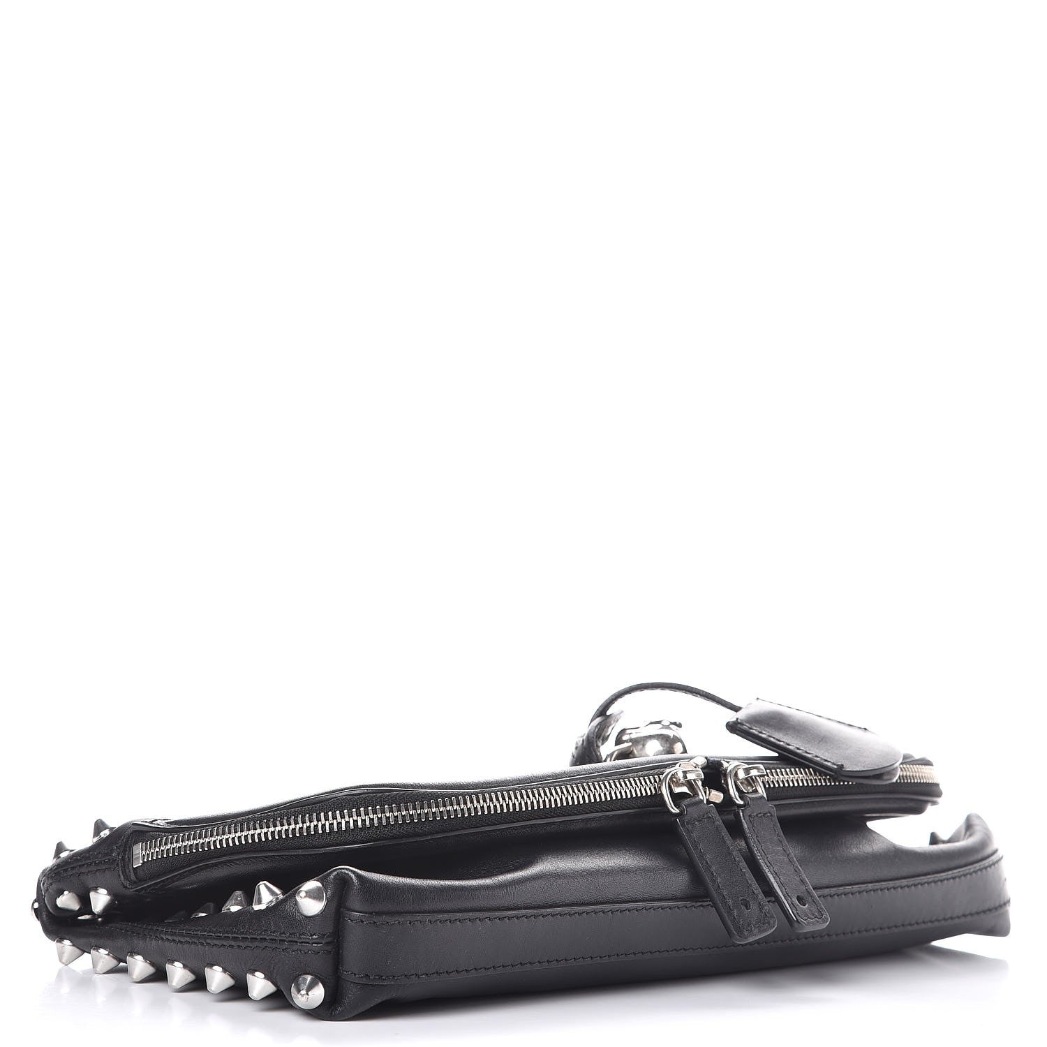 Alexander McQueen Calfskin Studded Padlock Skull Clutch Black 4 of 7