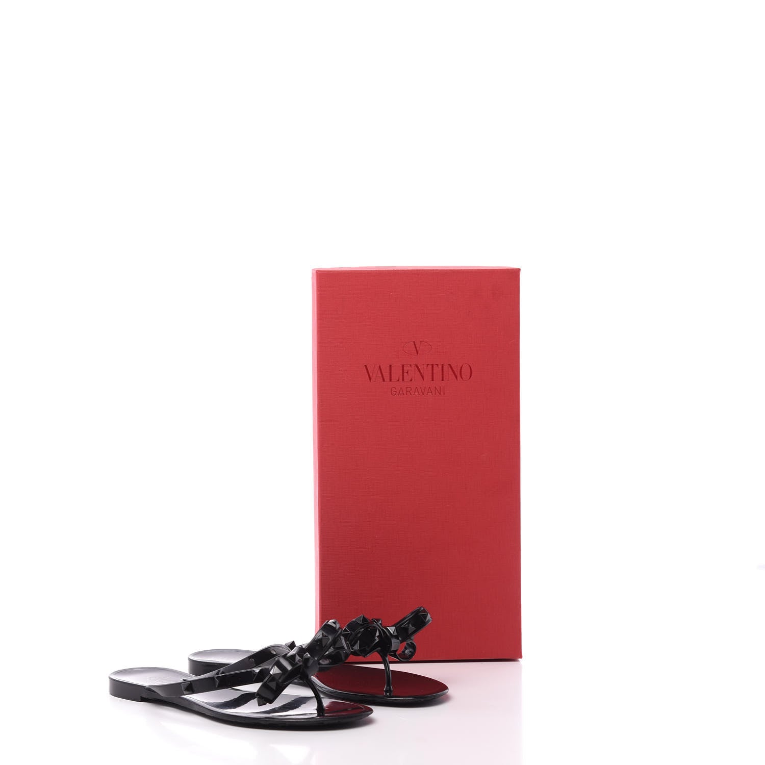 Valentino Garavani PVC Jelly Rockstud Bow Thong Sandals 35 Black 10 of 10
