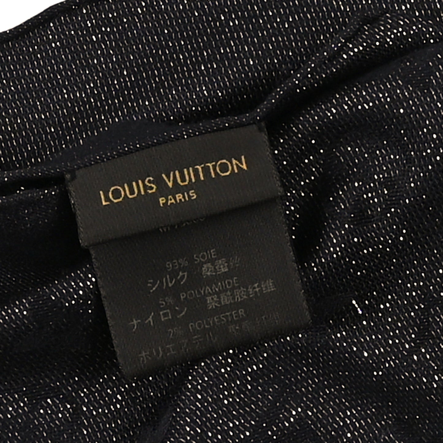 Silk Blend Monogram Shine Shawl Black Silver