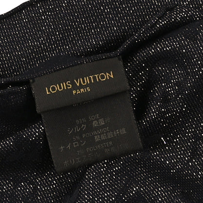 Louis Vuitton Silk Blend Monogram Shine Shawl Black Silver 4 of 4