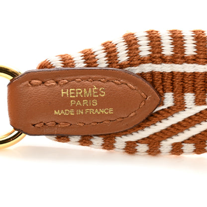 Hermes Toile Swift 25mm Sangle Cavale Shoulder Strap Ecru Beige Gold 3 of 5