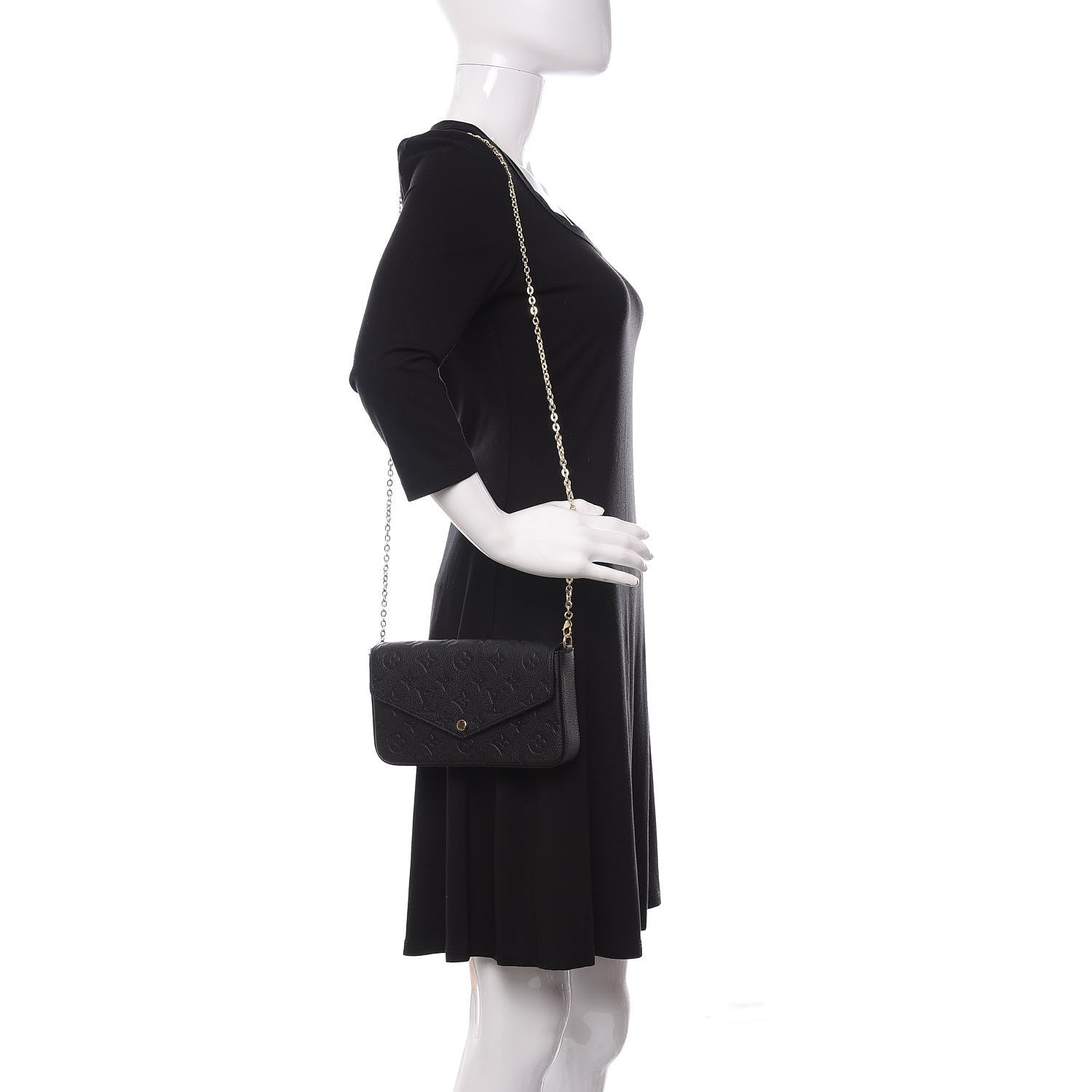 Louis Vuitton Empreinte Pochette Felicie Chain Wallet Black 2 of 10