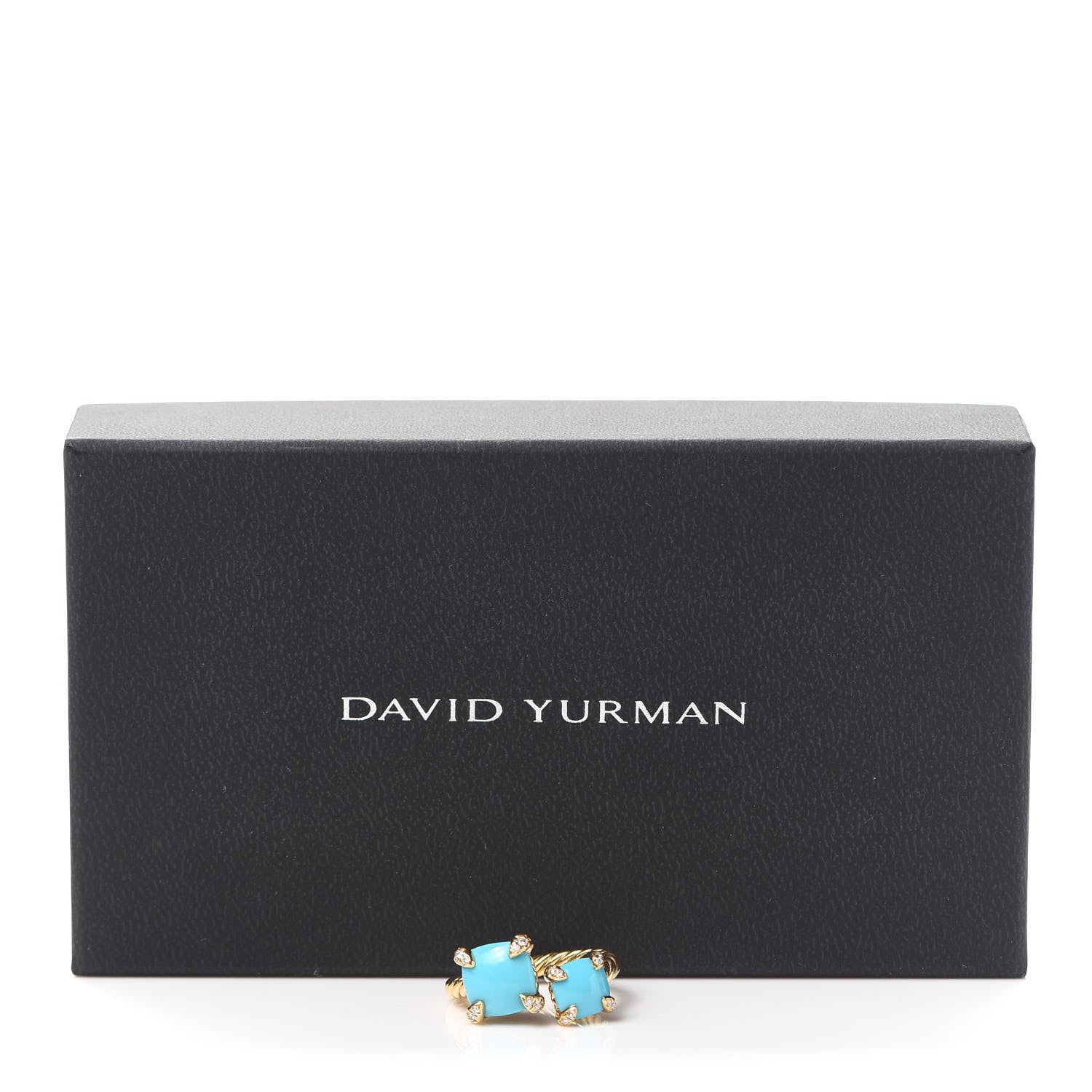 David Yurman 18K Yellow Gold Diamond Turquoise Chatelaine Bypass Ring 50 5.5 5 of 5