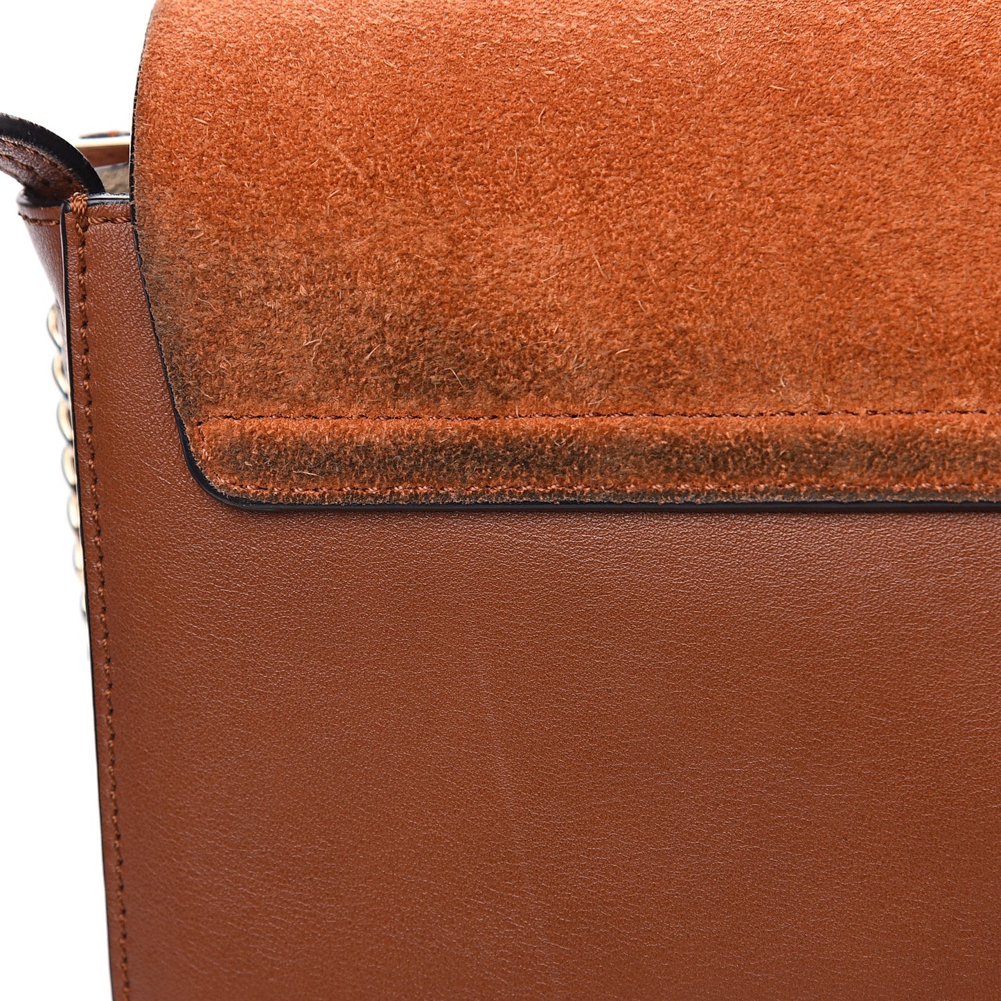 Suede Calfskin Small Faye Shoulder Bag Tobacco