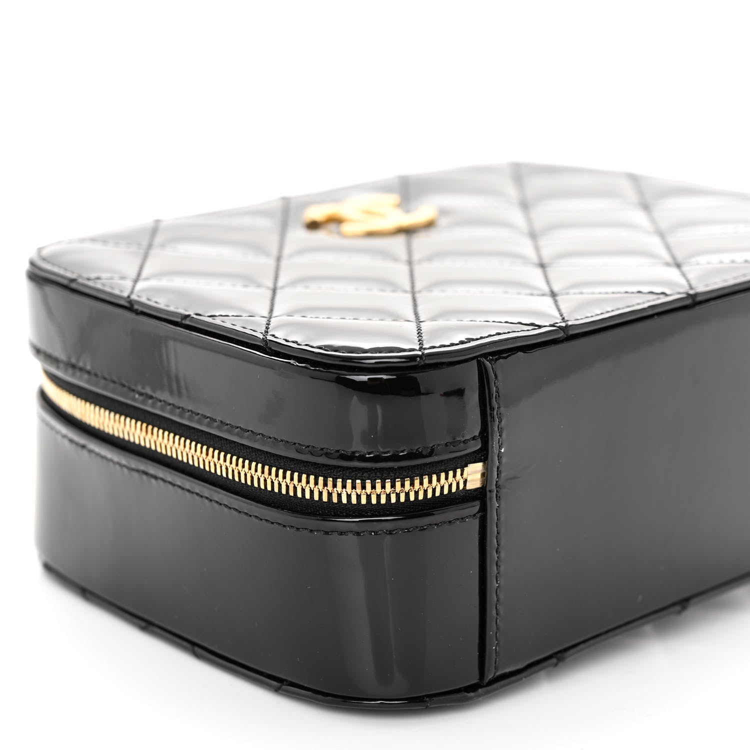 Chanel Patent Quilted Top Handle Small Vanity Case Black 10 of 11