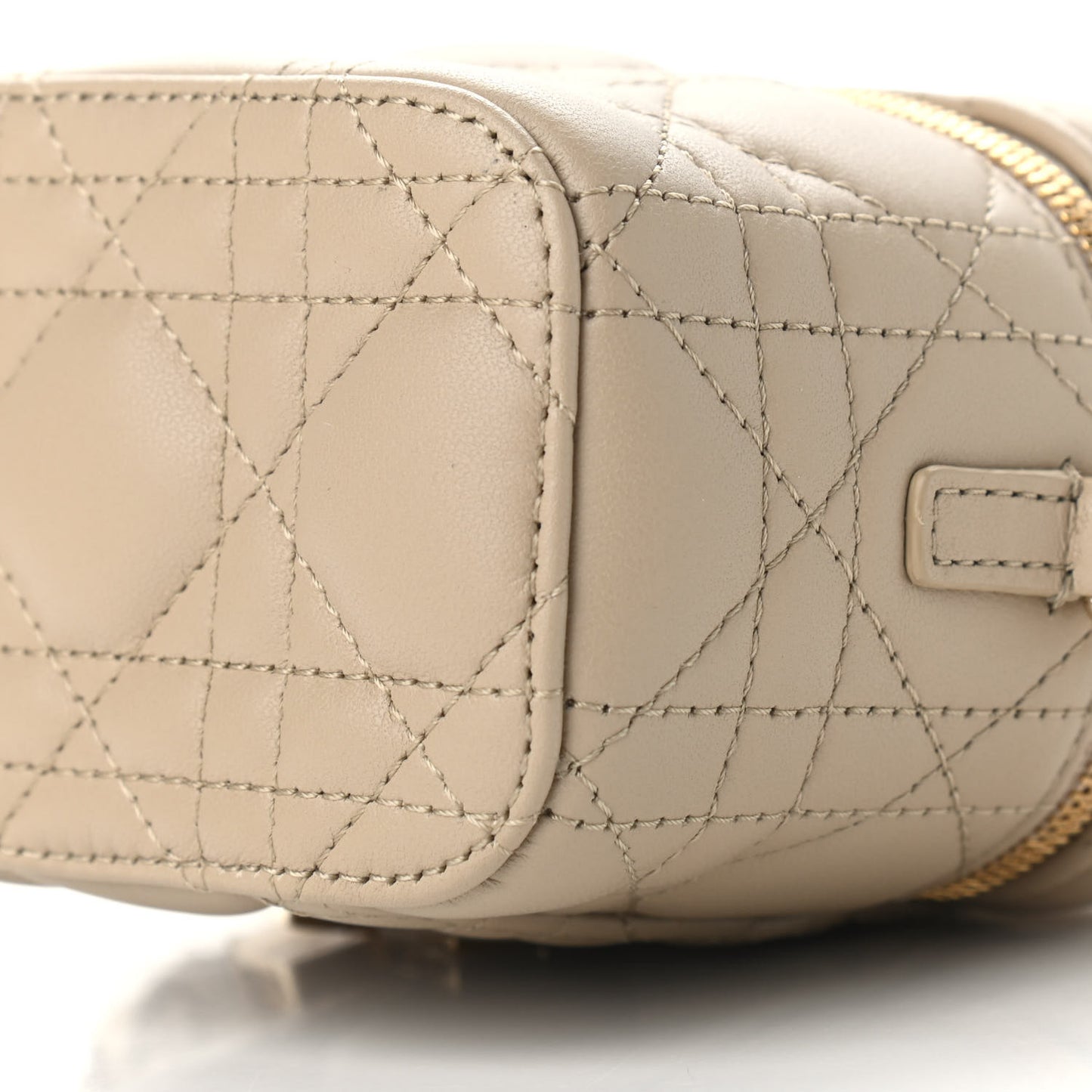 Lambskin Cannage Micro Lady Dior Vanity Case Beige