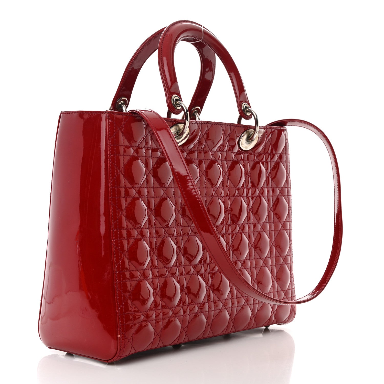 Christian Dior Patent Cannage Large Lady Dior Red 2 of 19
