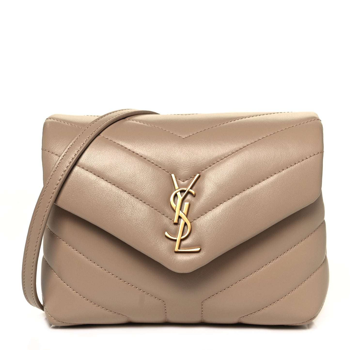 Calfskin Y Quilted Monogram Toy Loulou Crossbody Bag Dark Beige