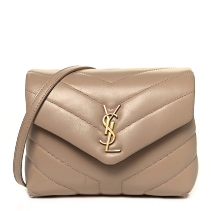 Saint Laurent Calfskin Y Quilted Monogram Toy Loulou Crossbody Bag Dark Beige 1 of 9