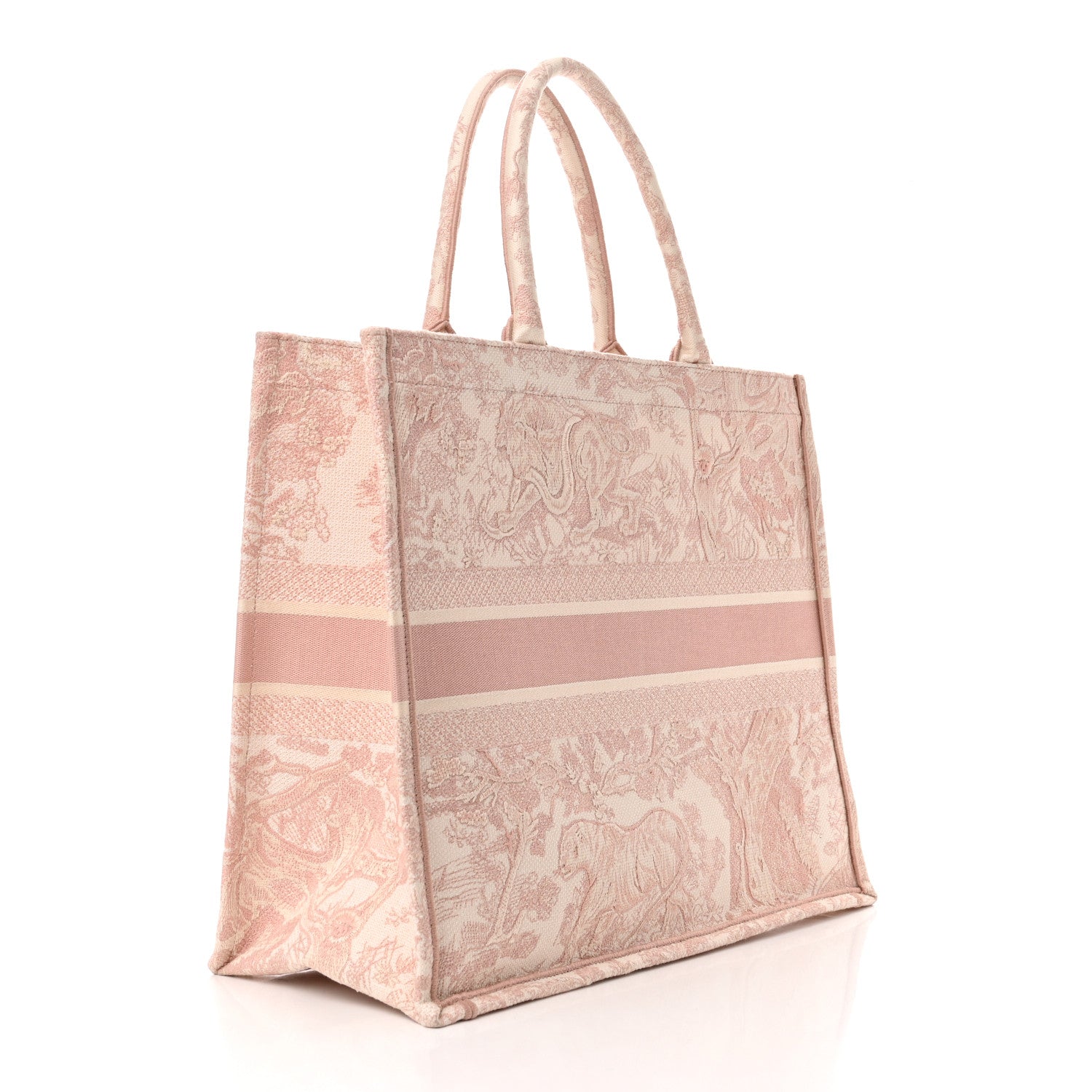 Christian Dior Canvas Toile De Jouy Embroidered Large Book Tote Pink 3 of 12