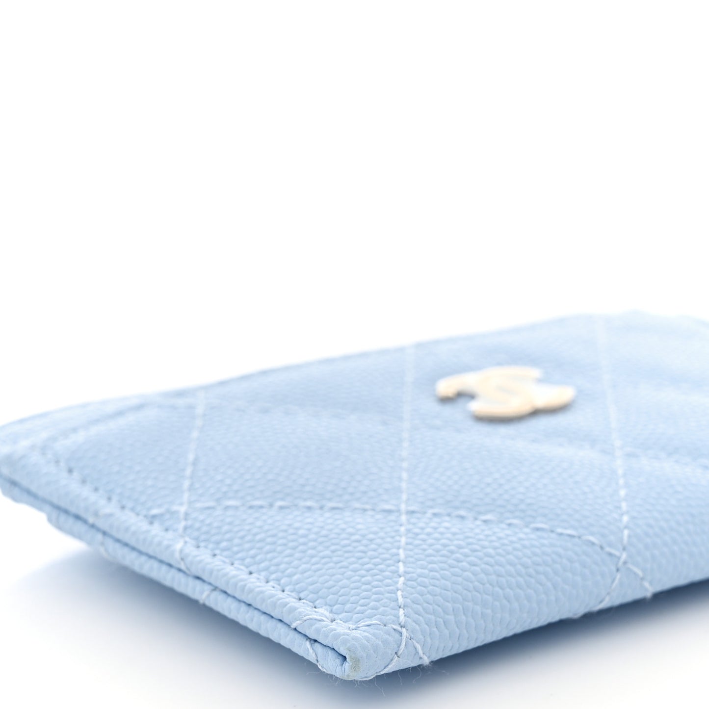 Caviar Quilted Card Holder Light Blue