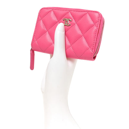 Chanel Caviar Quilted Zip Coin Purse Pink 2 of 7