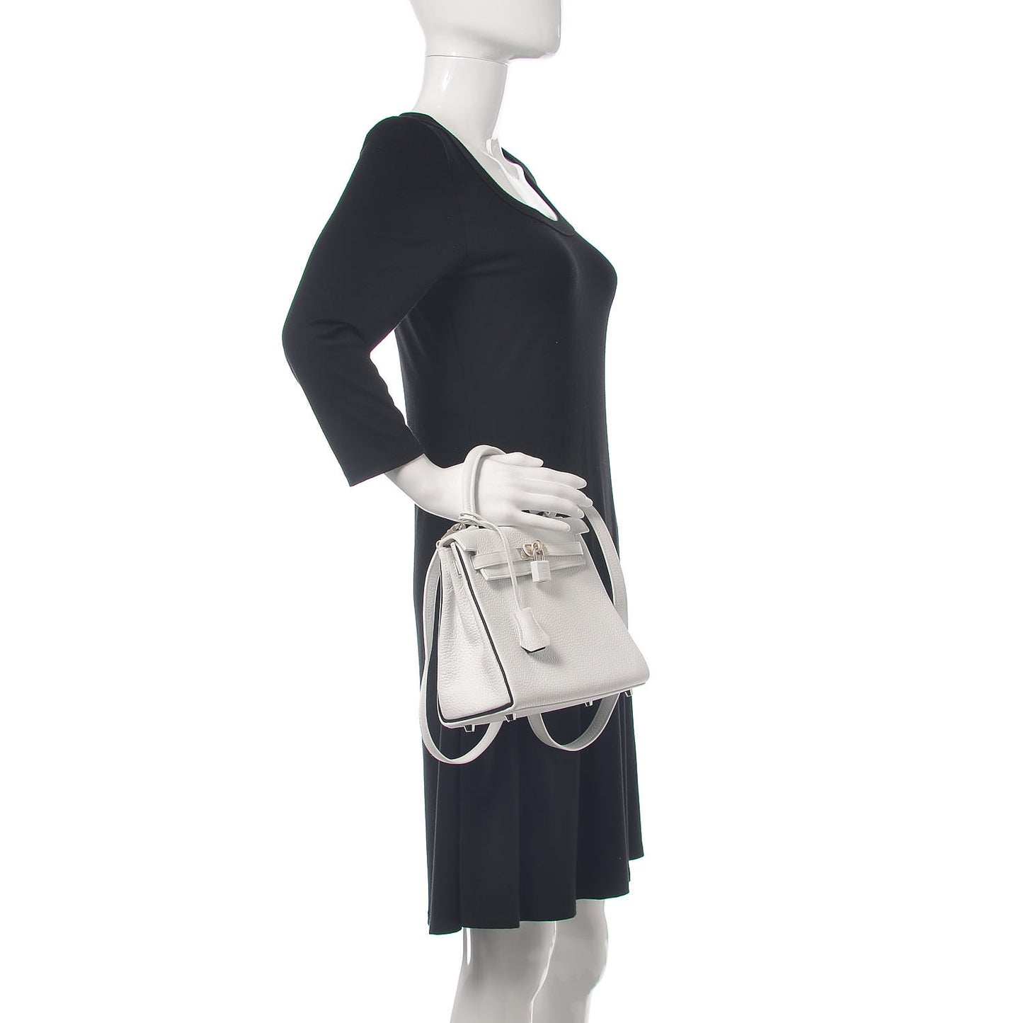 Taurillon Clemence Horseshoe Kelly Retourne 25 White Black