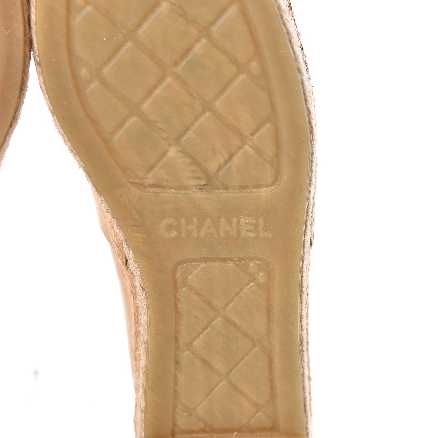 Laminated Lambskin Grosgrain CC Espadrilles 36 Gold Black