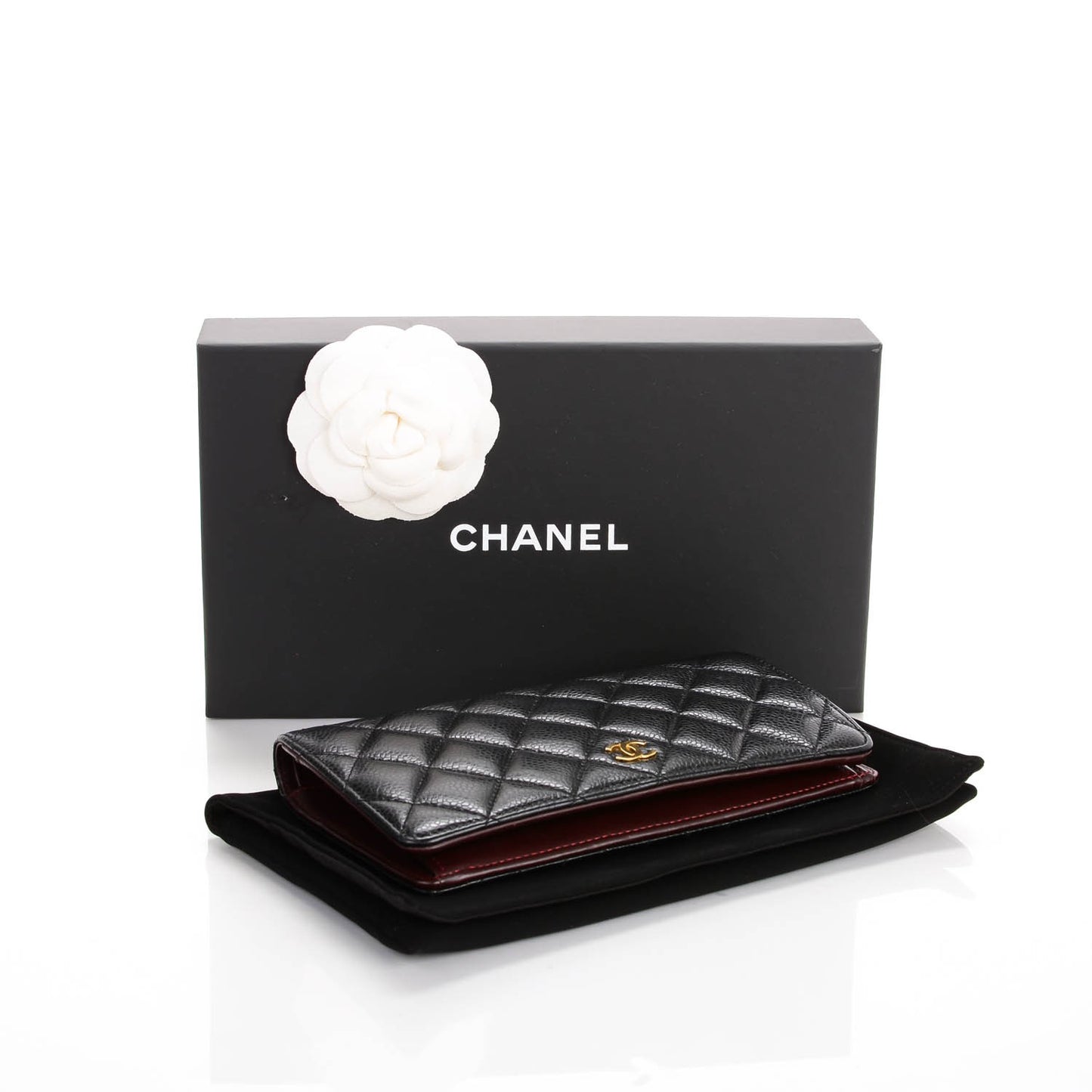 Caviar Quilted Yen Wallet Black