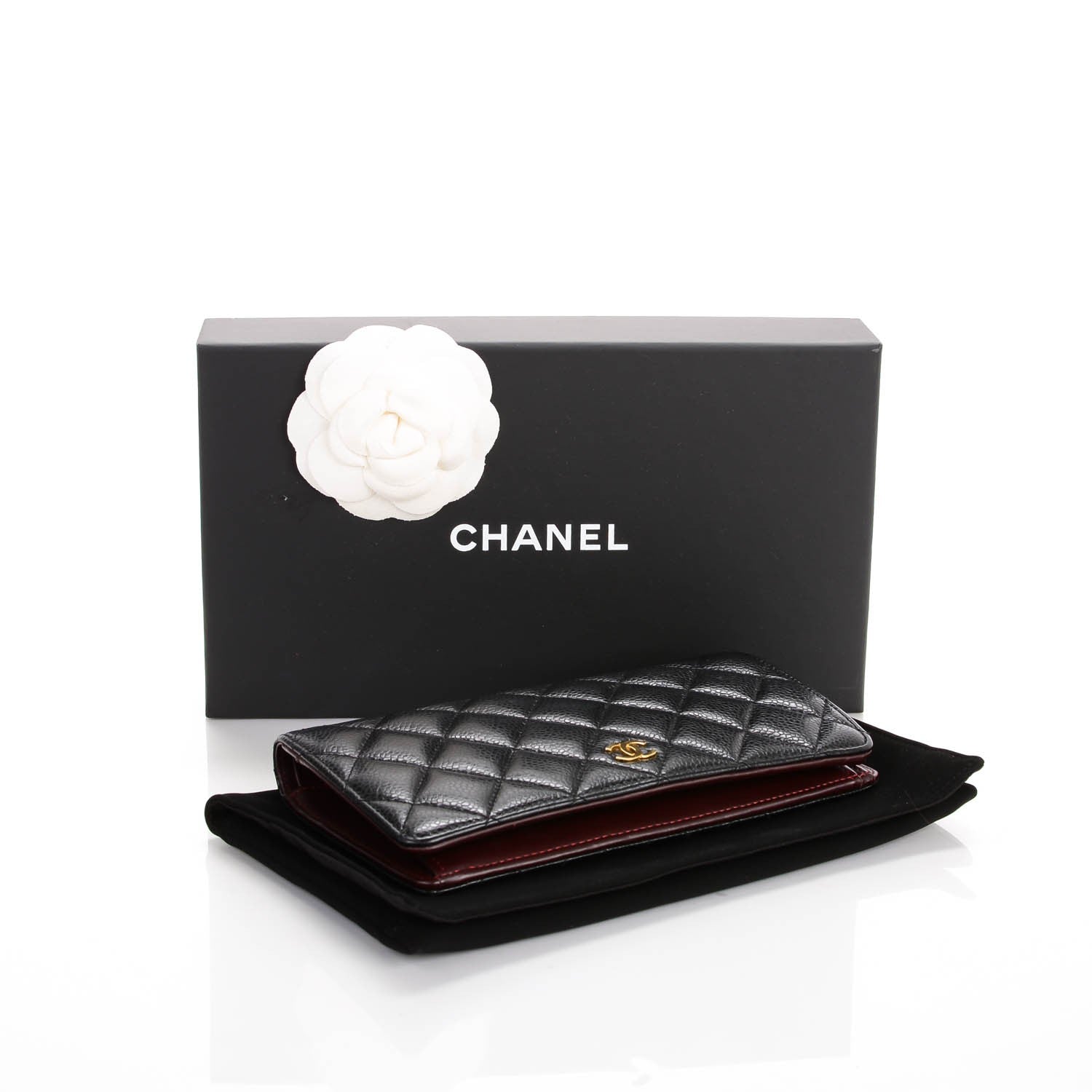 Chanel Caviar Quilted Yen Wallet Black 4 of 8
