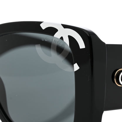 Chanel Acetate CC Logo Square Sunglasses 71472 Black 7 of 8