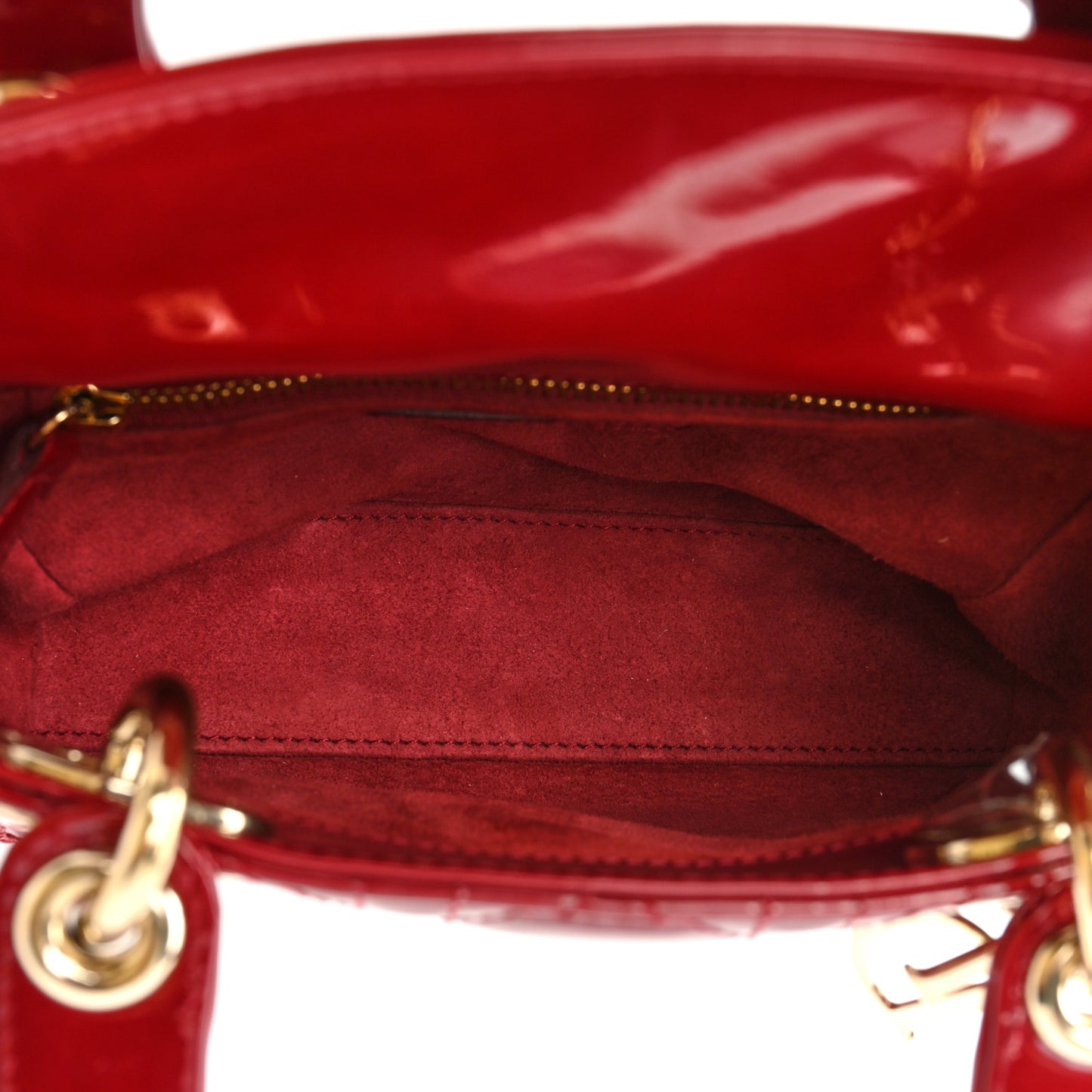 Patent Cannage Mini Lady Dior Red