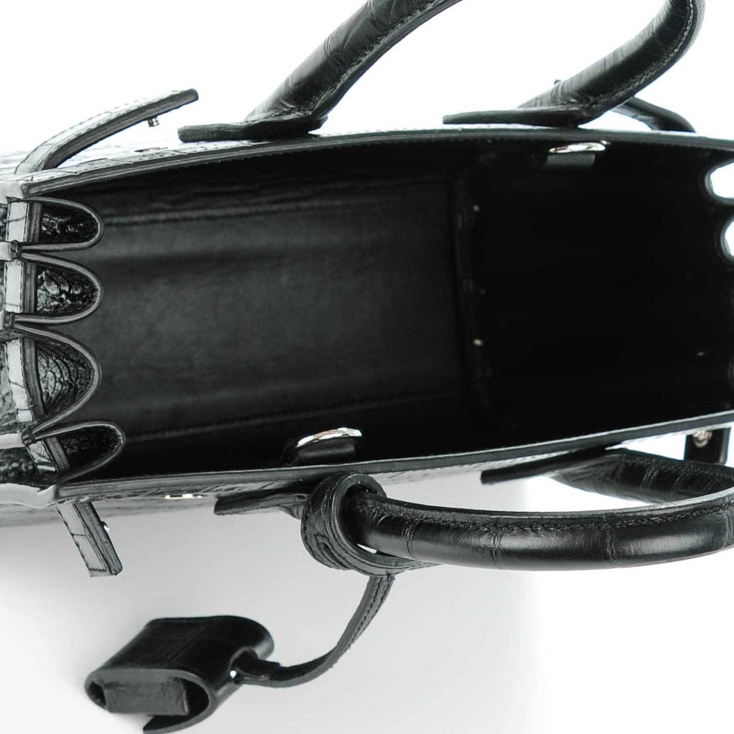 Calfskin Crocodile Embossed Nano Sac De Jour Black