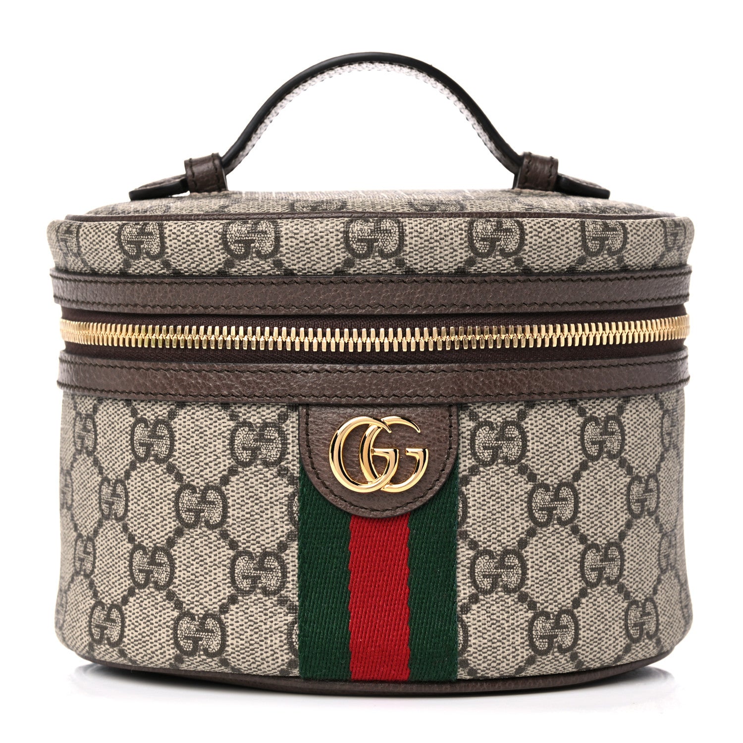 Gucci GG Supreme Monogram Textured Calfskin Web Ophidia Vanity Cosmetic Case Beige Ebony New Acero 1 of 10