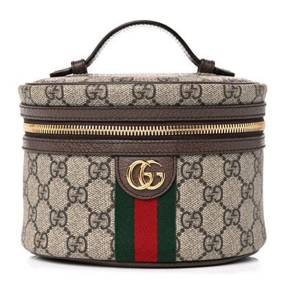 Gucci GG Supreme Monogram Textured Calfskin Web Ophidia Vanity Cosmetic Case Beige Ebony New Acero 1 of 10