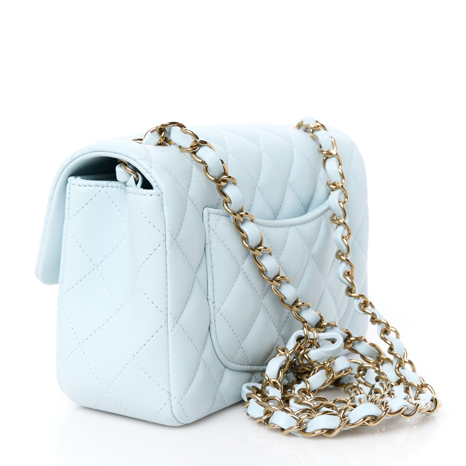 Chanel Lambskin Quilted Mini Rectangular Flap Light Blue 3 of 12