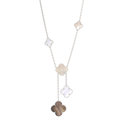Van Cleef & Arpels 18K White Gold Mother of Pearl Chalcedony 6 Motifs Magic Alhambra Necklace 1 of 6