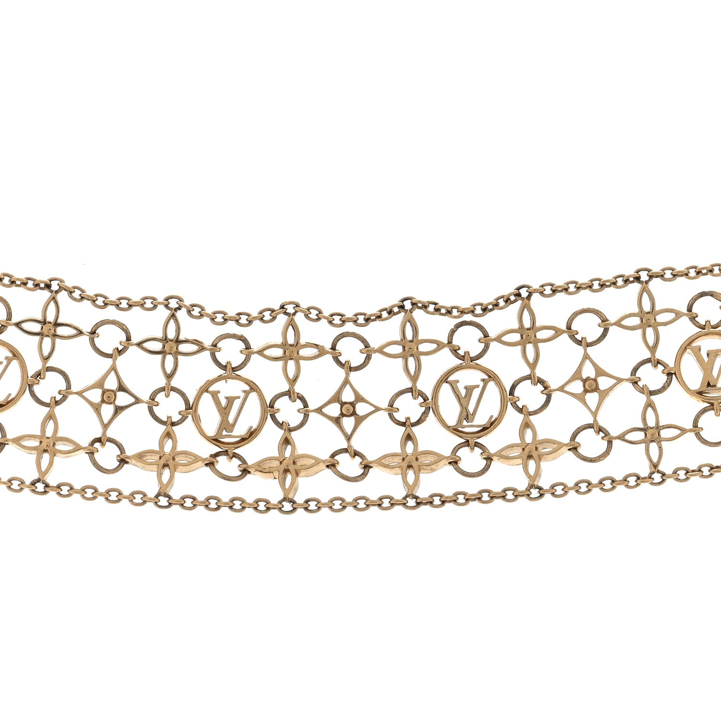 LOUIS VUITTON Filigram Choker Necklace Gold