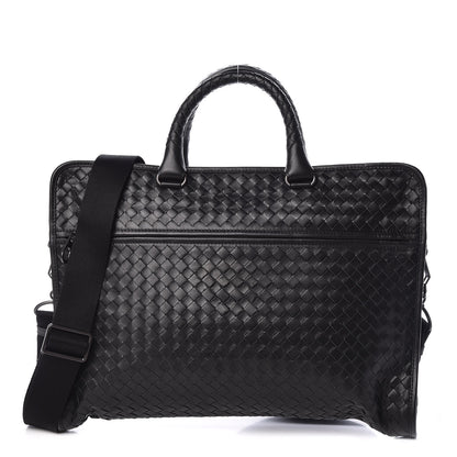 Bottega Veneta Calfskin Leggero Intrecciato Briefcase Black 1 of 8