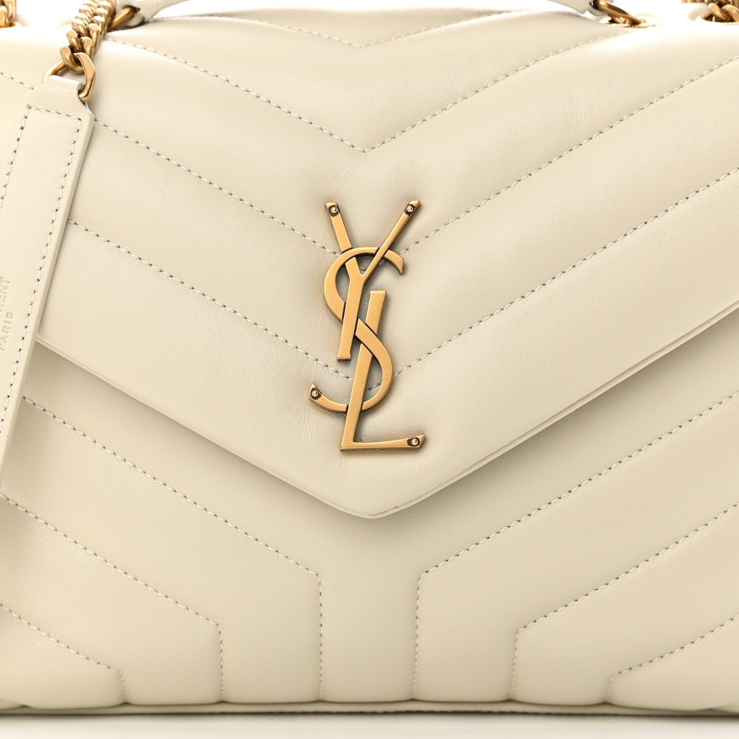 Saint Laurent Calfskin Y Quilted Monogram Small Loulou Chain Satchel Crema Soft 8 of 13