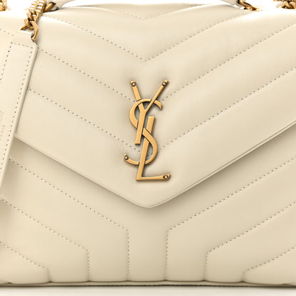 Saint Laurent Calfskin Y Quilted Monogram Small Loulou Chain Satchel Crema Soft 8 of 13