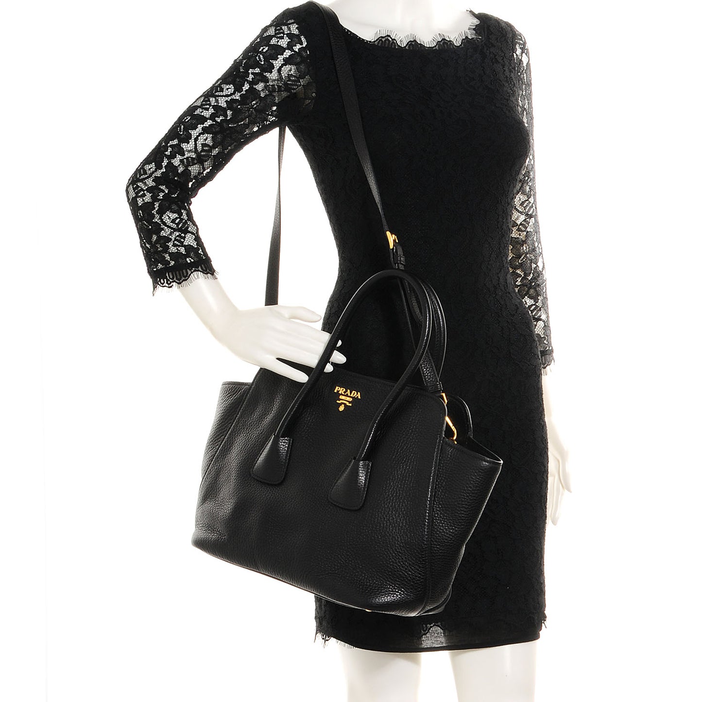 Vitello Daino Top Handle Tote Nero Black