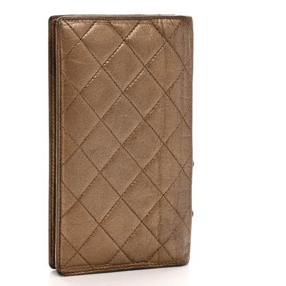 Chanel Metallic Aged Calfskin Quilted Cambon Yen Wallet Gold 3 of 12