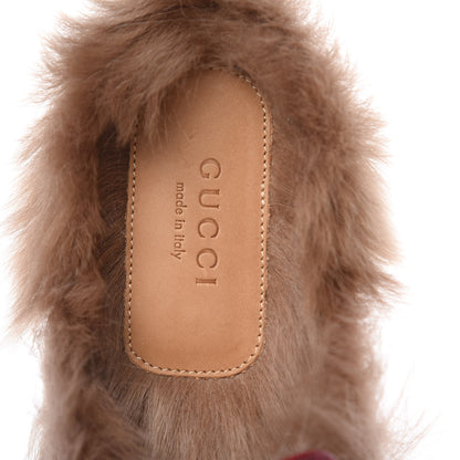 Gucci Betis Glamour Calfskin Fur Womens Princetown Slippers 37 Hibiscus Red Naturale 7 of 12