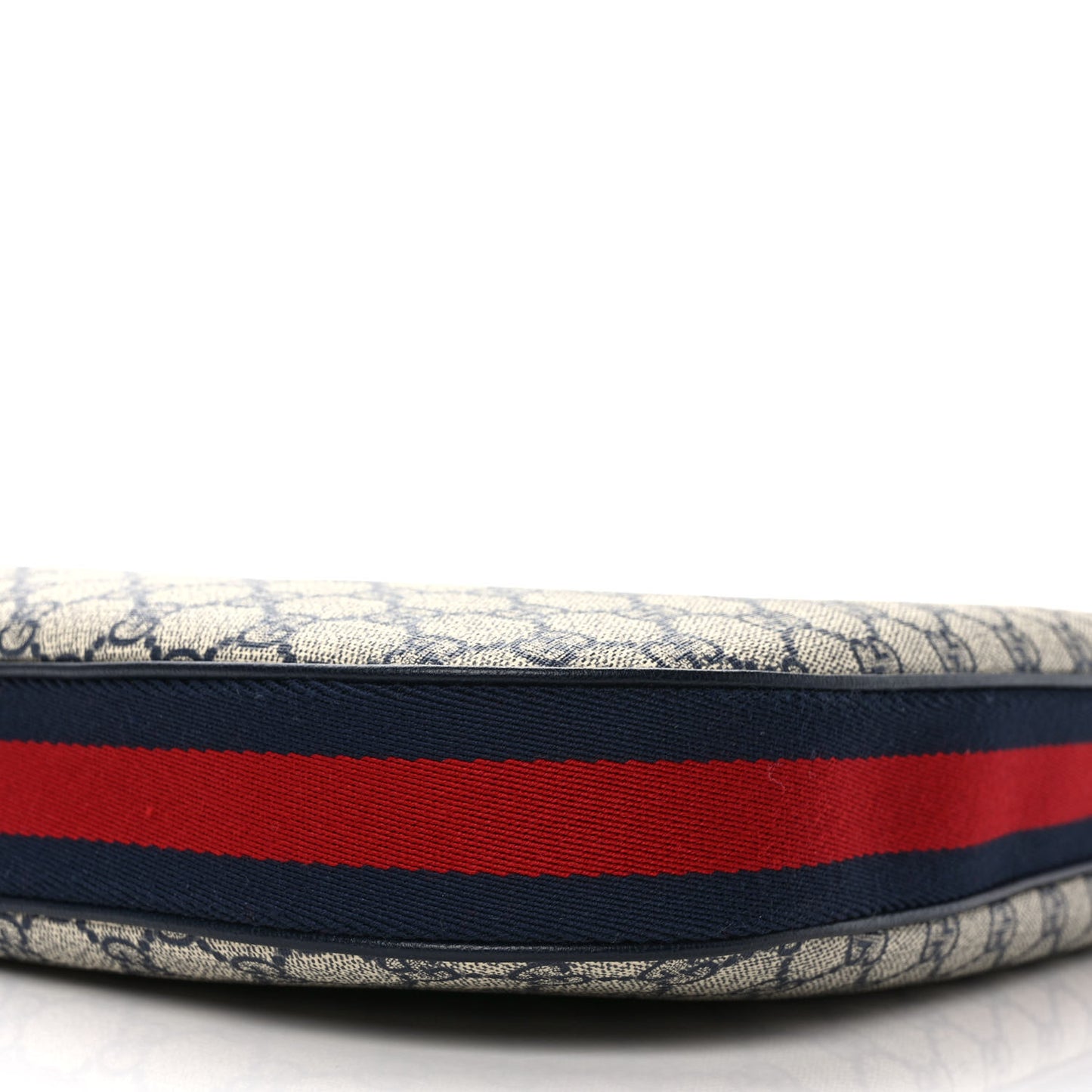 GG Supreme Monogram Textured Calfskin Web Large Attache Shoulder Bag Beige Blue