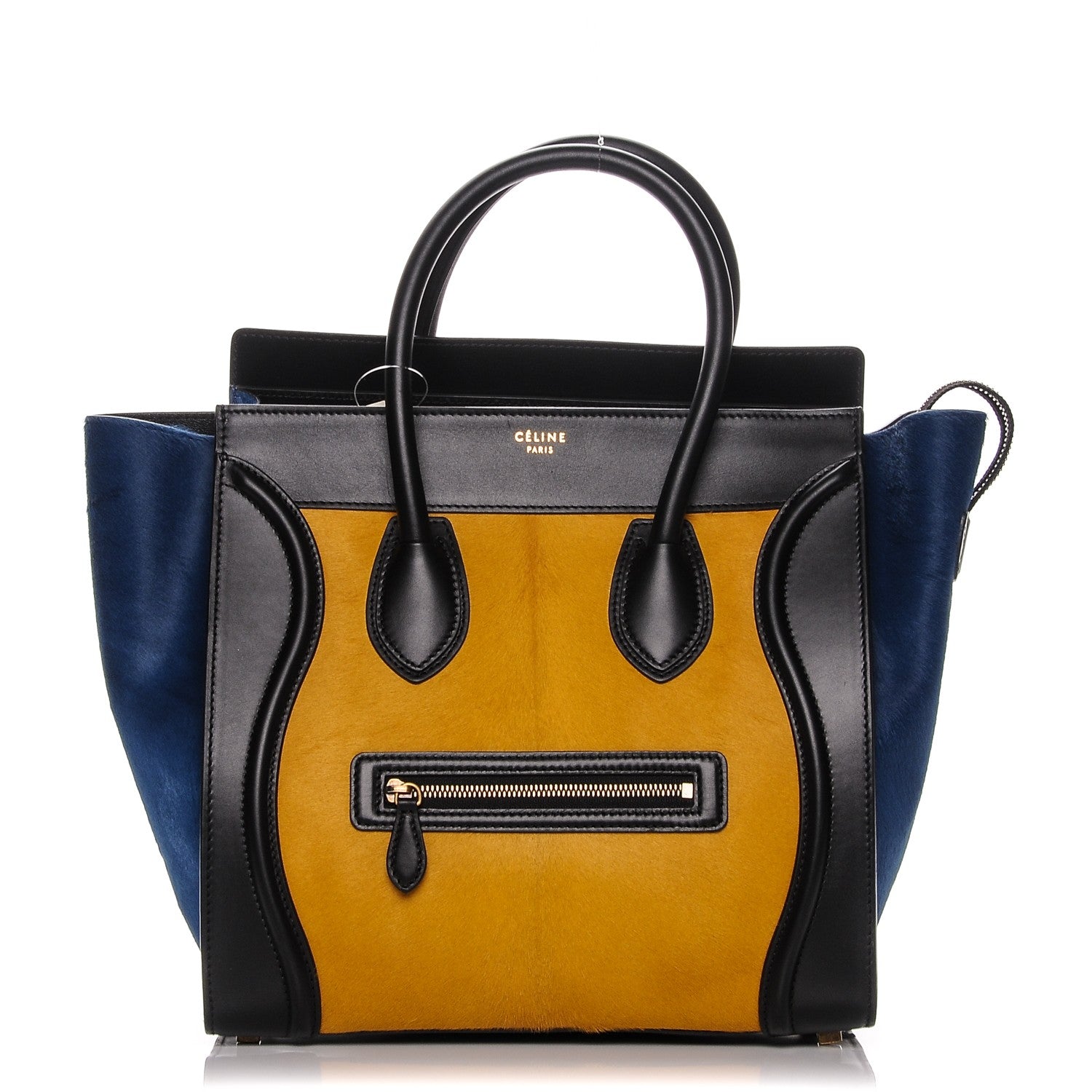 Celine Pony Hair Mini Tri-Color Luggage Royal Blue 1 of 6