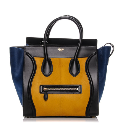 Celine Pony Hair Mini Tri-Color Luggage Royal Blue 1 of 6