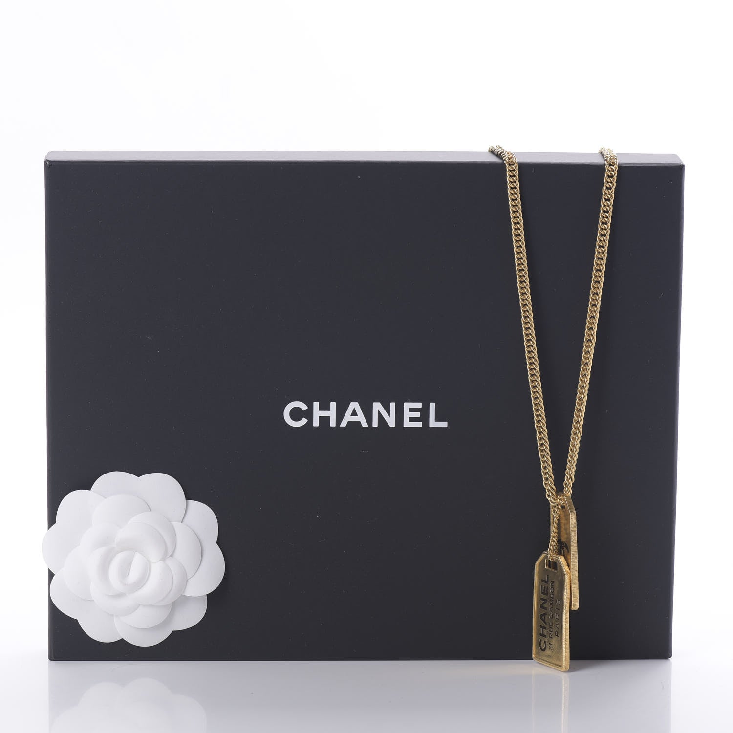 Chanel ID Dog Tag Charm Necklace Gold 6 of 6