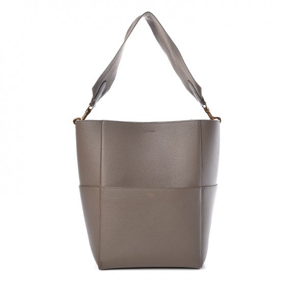 Soft Grained Calfskin Sangle Bucket Bag Taupe