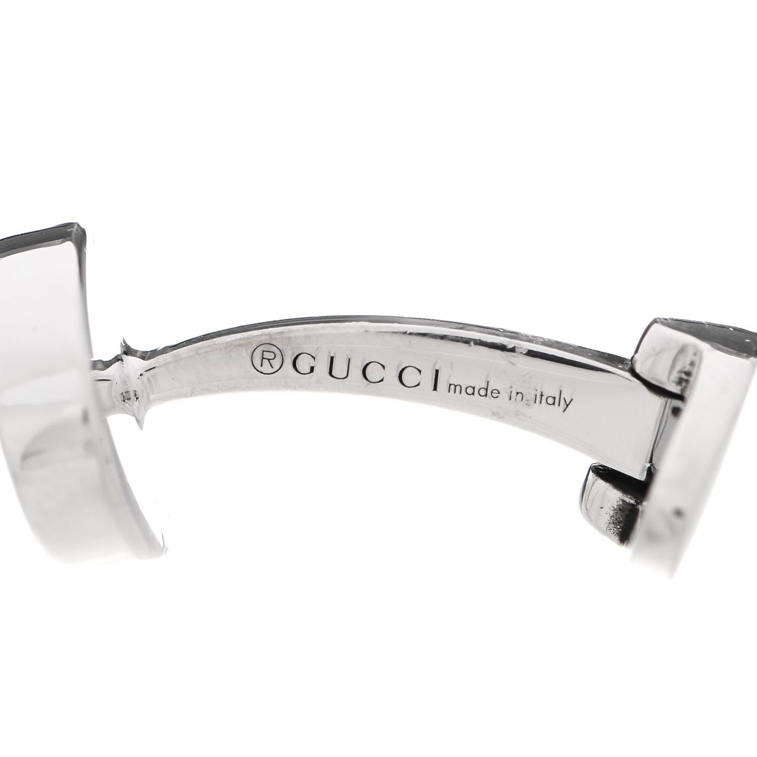 Gucci Sterling Silver Enamel Interlocking G Cufflinks Black 4 of 6